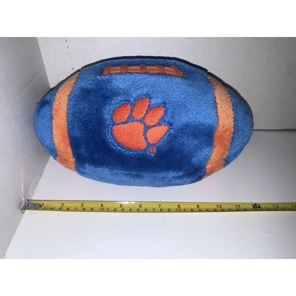 Vintage KenTex Clemson Tigers Plush Football 11” Blue Orange NCAA Paw Logo